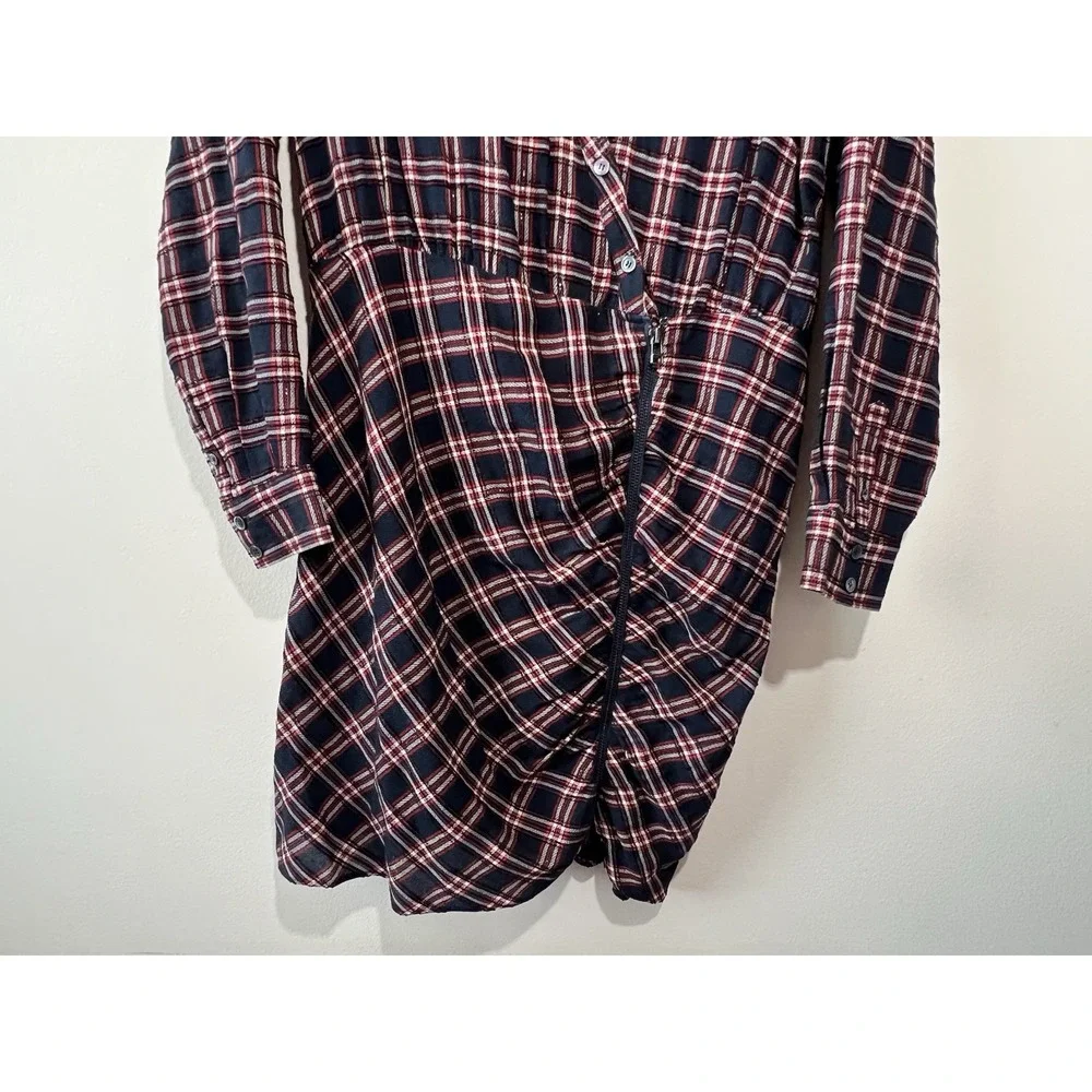 Veronica Beard Karen Mini Dress Women 12‎ Plaid Zipper Long Sleeve V-Neck Preppy